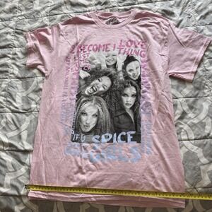 Vintage Rare Official Spice Girls Graphic Print T Shirt Pink Short Sleeve Unisex